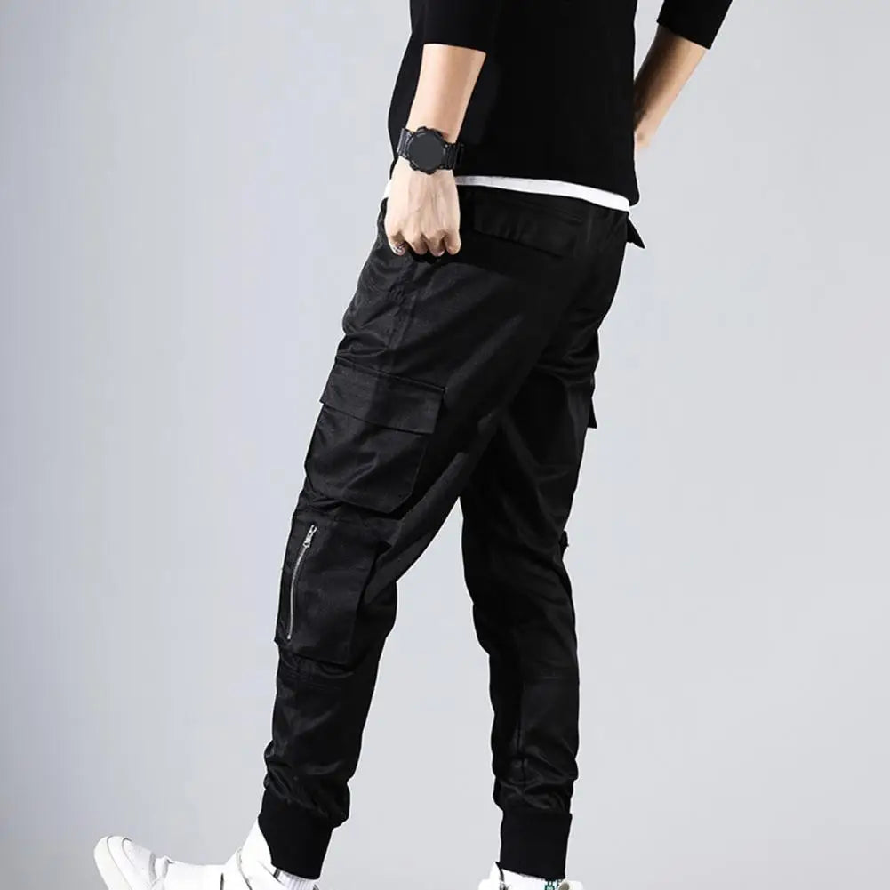 Calça masculina  estilo  hip hop com bolsos laterais, para jovens e  homens