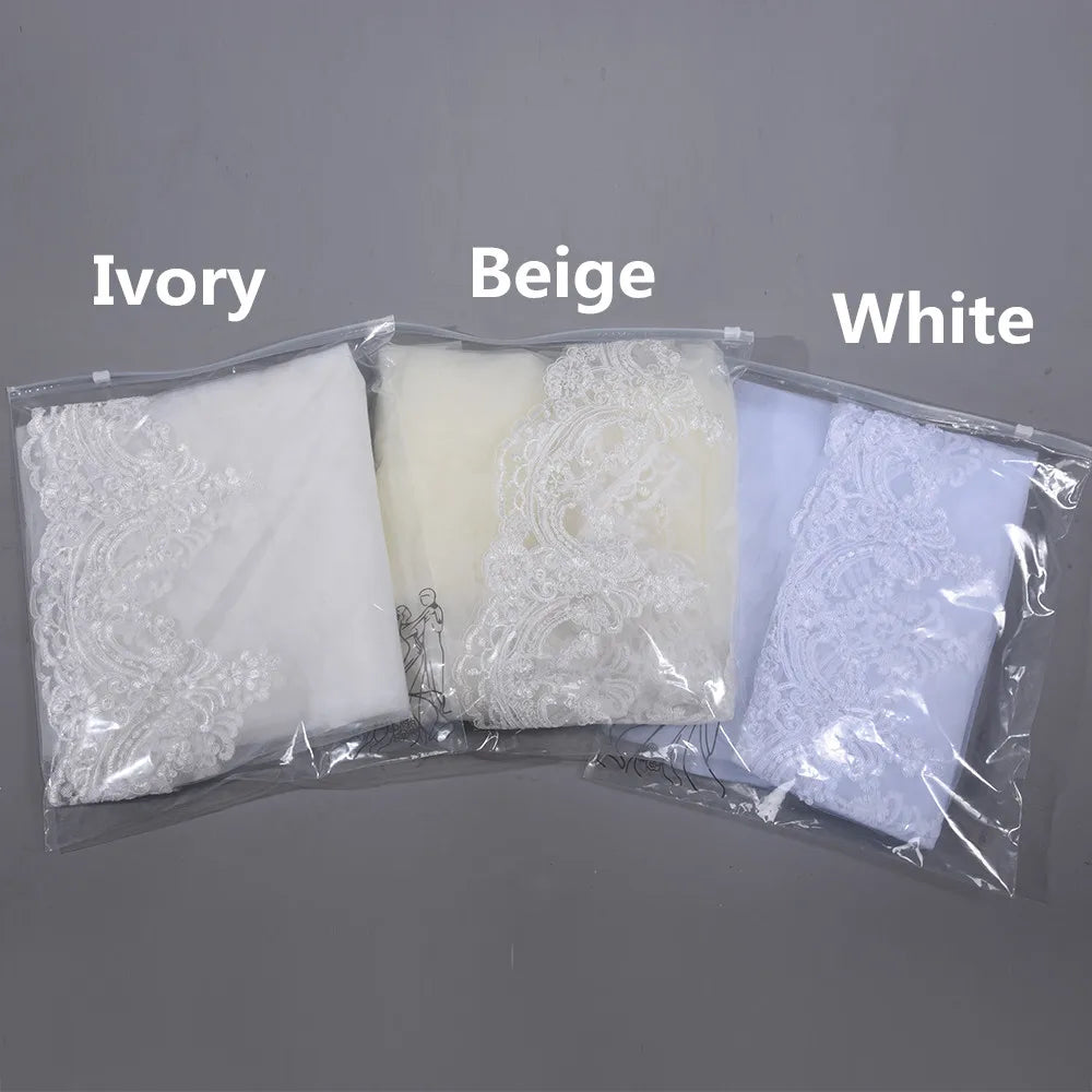 Veu de noiva com  3M One Layer Lace Edge White Cathedral Wedding Veil Long Bridal Veil  Wedding Accessories Veu de Noiva