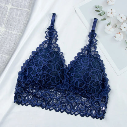 Women Push Up Wireless French Lace Bra Top Women Intimate Bralette Underwear Female Lingerie Full Cup Underwear