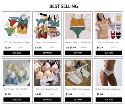 Solid Underwear Set Female U Type Backless Women's  Wireless Sports Women's  Underwear
