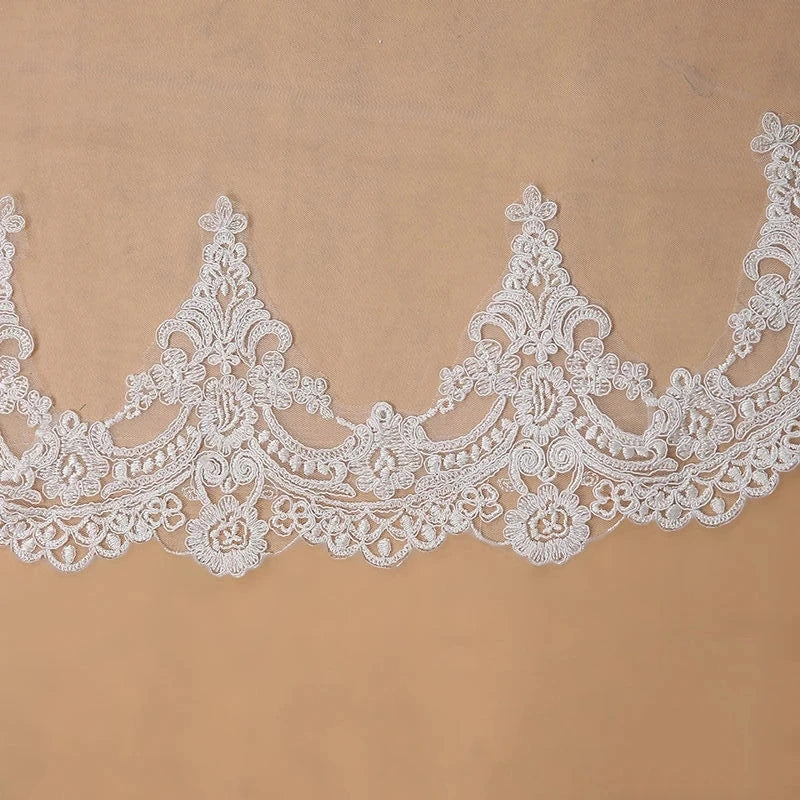 Veu de noiva com  3M One Layer Lace Edge White Cathedral Wedding Veil Long Bridal Veil  Wedding Accessories Veu de Noiva