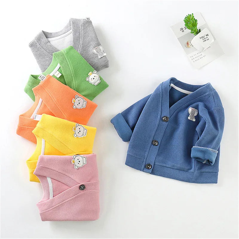Winter/Autumn Baby Girls Boys Cardigan Sweater Tops Solid Children Clothing  Infant Kids Baseball Jackets Coats Outerwear
