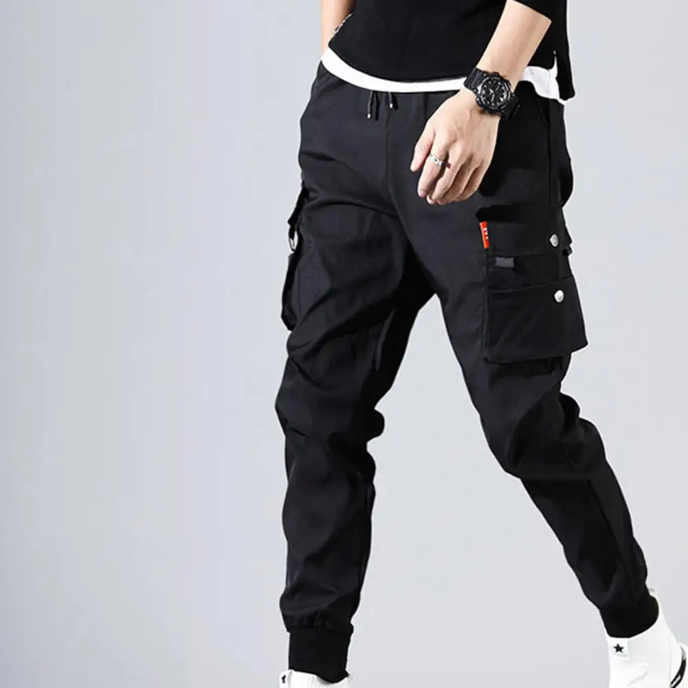 Calça masculina  estilo  hip hop com bolsos laterais, para jovens e  homens