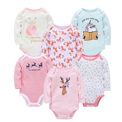 Pack de 6  Baby Boys Girls Bodysuit Long Sleeve 100% Cotton Baby Clothes 1 ano a 2 anos.