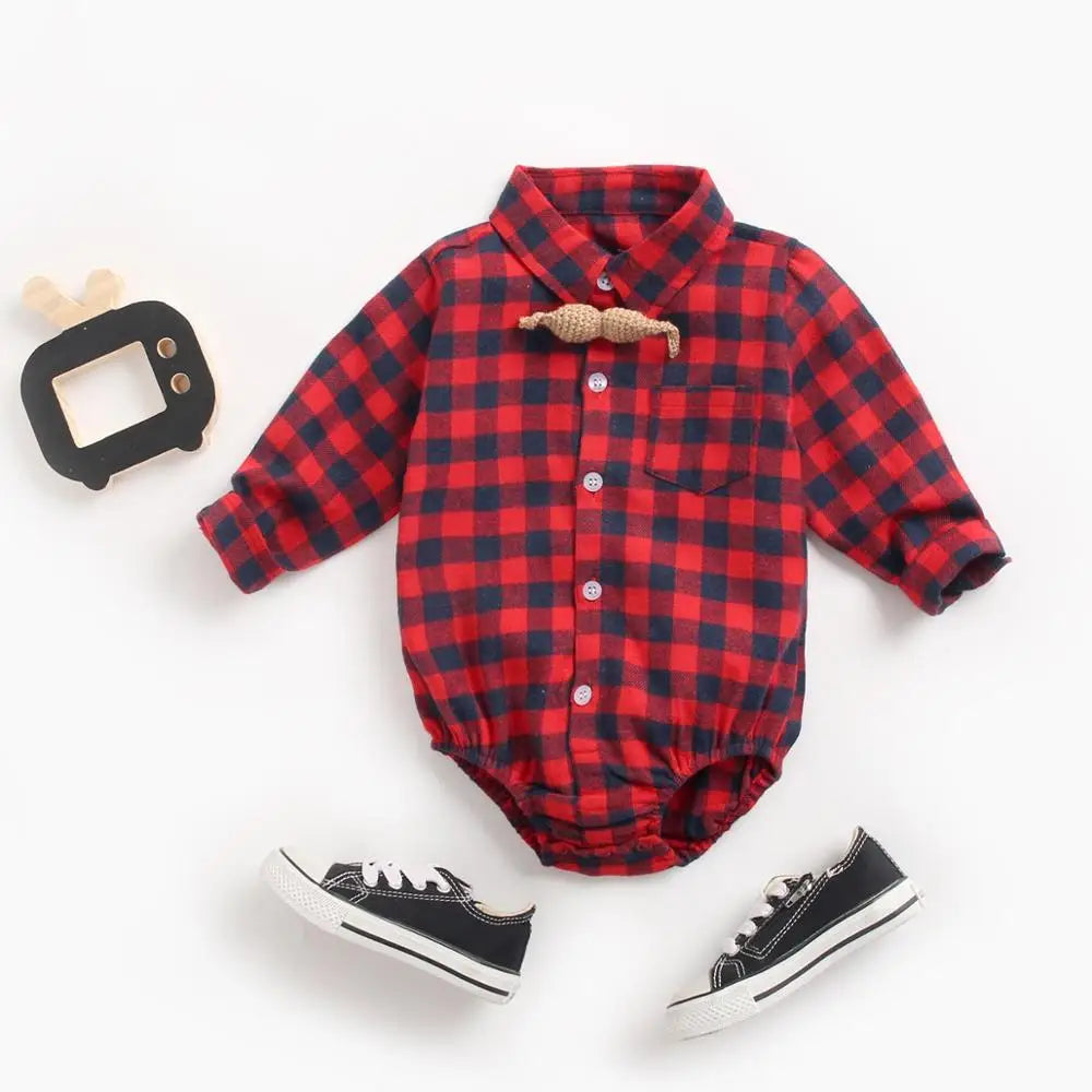 Sanlutoz Plaid Cotton Baby Boys Bodysuits Long Sleeve Baby Clothes Fashion Newborn Bodysuit for Boy
