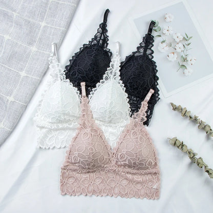 Women Push Up Wireless French Lace Bra Top Women Intimate Bralette Underwear Female Lingerie Full Cup Underwear