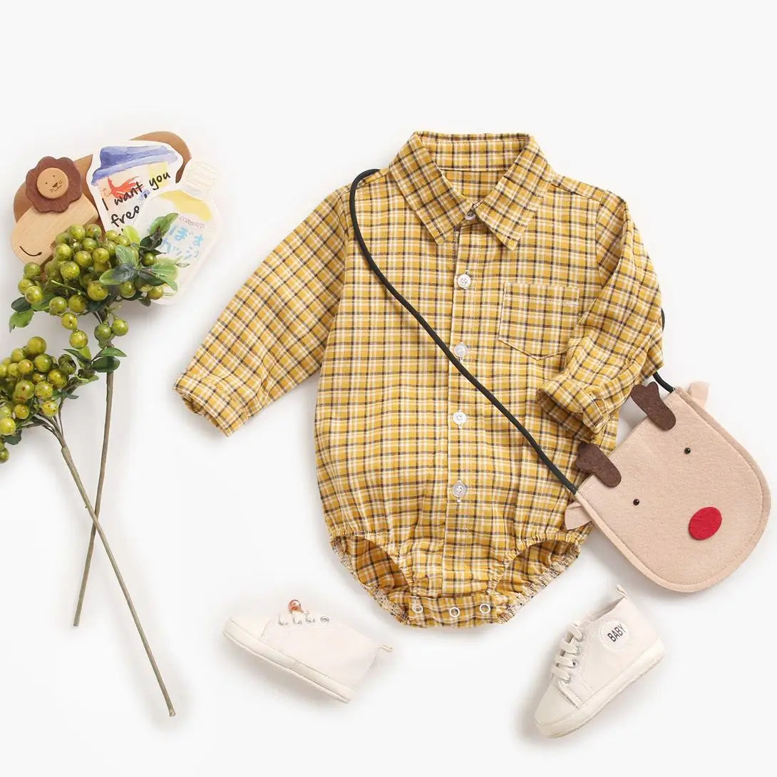 Sanlutoz Plaid Cotton Baby Boys Bodysuits Long Sleeve Baby Clothes Fashion Newborn Bodysuit for Boy