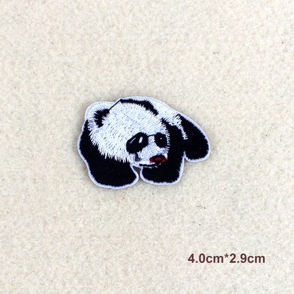 9p/lot Panda Cartoon patches for clothing hot iron on lovely animal Embroidered clothes patches for children handmade