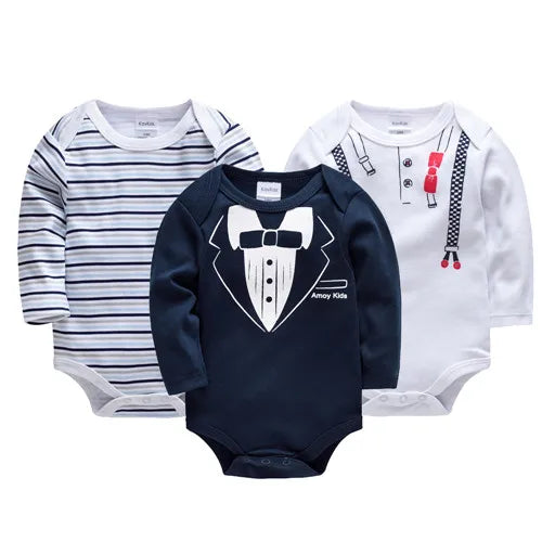 Pack de 6  Baby Boys Girls Bodysuit Long Sleeve 100% Cotton Baby Clothes 1 ano a 2 anos.