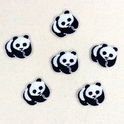 9p/lot Panda Cartoon patches for clothing hot iron on lovely animal Embroidered clothes patches for children handmade