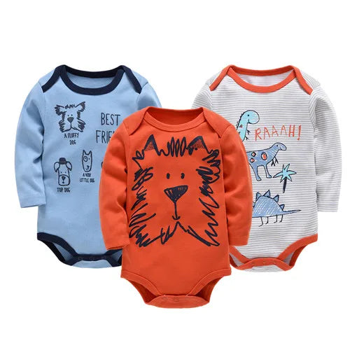 Pack de 6  Baby Boys Girls Bodysuit Long Sleeve 100% Cotton Baby Clothes 1 ano a 2 anos.
