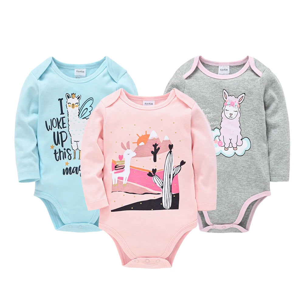 Pack de 6  Baby Boys Girls Bodysuit Long Sleeve 100% Cotton Baby Clothes 1 ano a 2 anos.