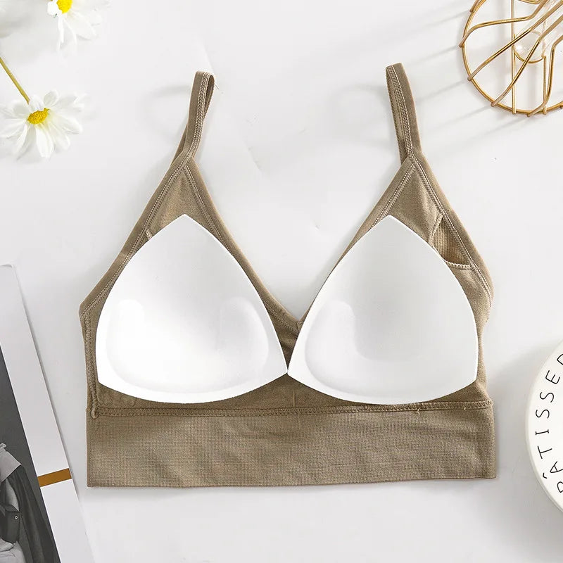 Solid Underwear Set Female U Type Backless Women's  Wireless Sports Women's  Underwear