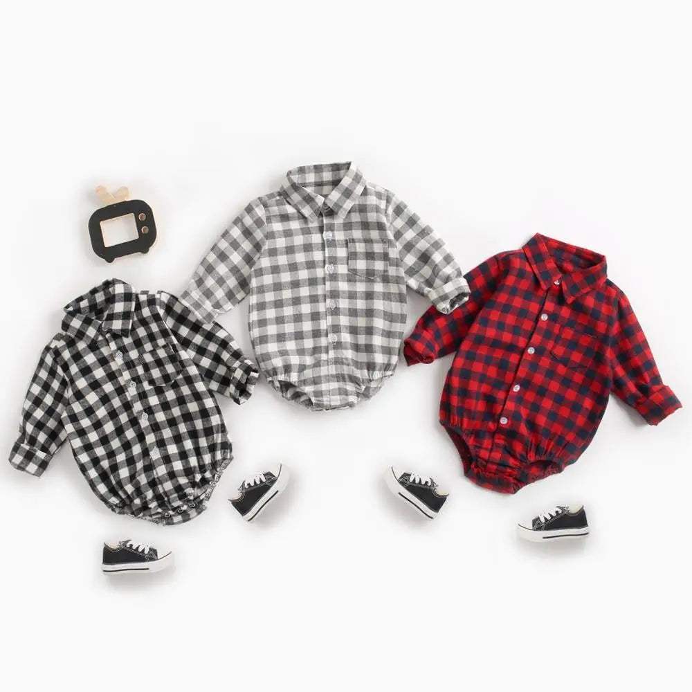 Sanlutoz Plaid Cotton Baby Boys Bodysuits Long Sleeve Baby Clothes Fashion Newborn Bodysuit for Boy
