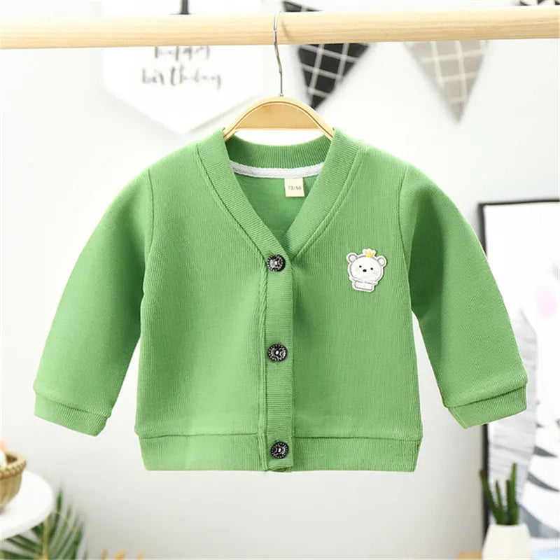 Winter/Autumn Baby Girls Boys Cardigan Sweater Tops Solid Children Clothing  Infant Kids Baseball Jackets Coats Outerwear