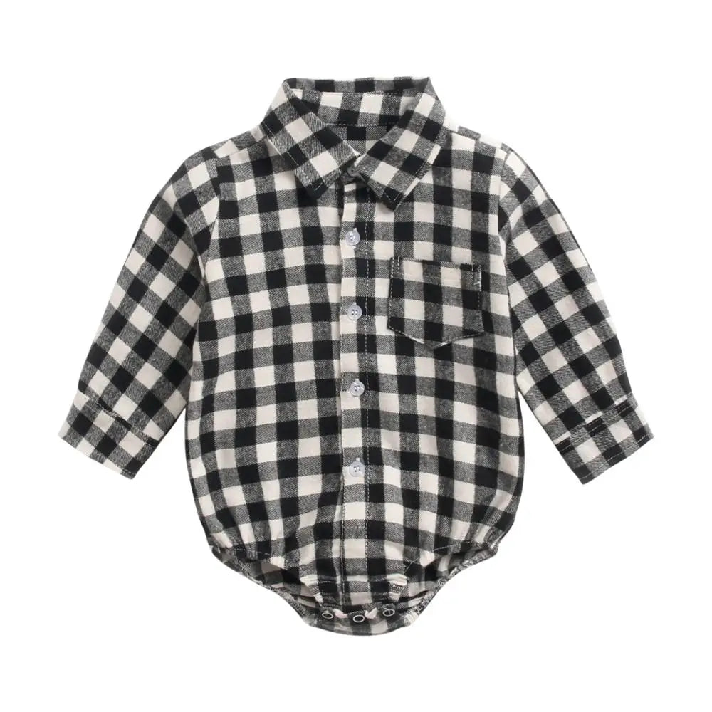 Sanlutoz Plaid Cotton Baby Boys Bodysuits Long Sleeve Baby Clothes Fashion Newborn Bodysuit for Boy