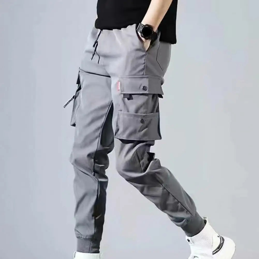 Calça masculina  estilo  hip hop com bolsos laterais, para jovens e  homens
