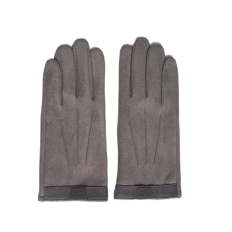 Winter Men Plush Warm Cashmere  Suede Leather Touch Screen Driving Glove J98