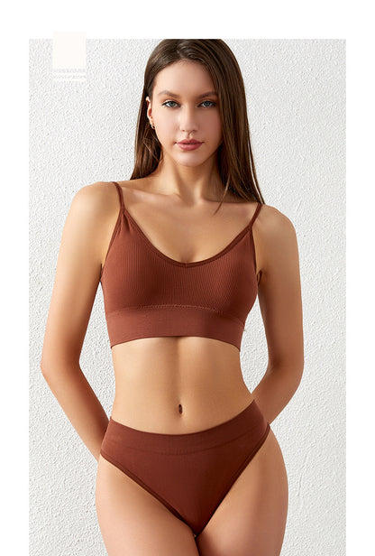 Underwear for women with  gathered in a thin style without steel rings, large size sports suspender vest, French tr