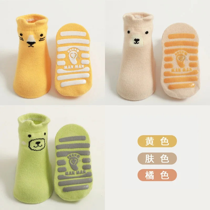 3 Pairs/Lot Cartoon Newborn Socks Children's Anti-slip Socks Spring and Autumn Cute Boy Cotton Baby Toddler Socks