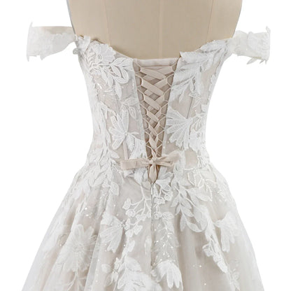 Luxury Off Shoulder Lace Wedding Dresses for Woman Ball Gown Elegant  Evening Party Gowns