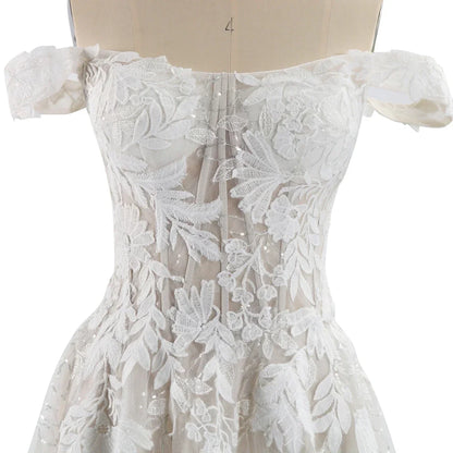 Luxury Off Shoulder Lace Wedding Dresses for Woman Ball Gown Elegant  Evening Party Gowns
