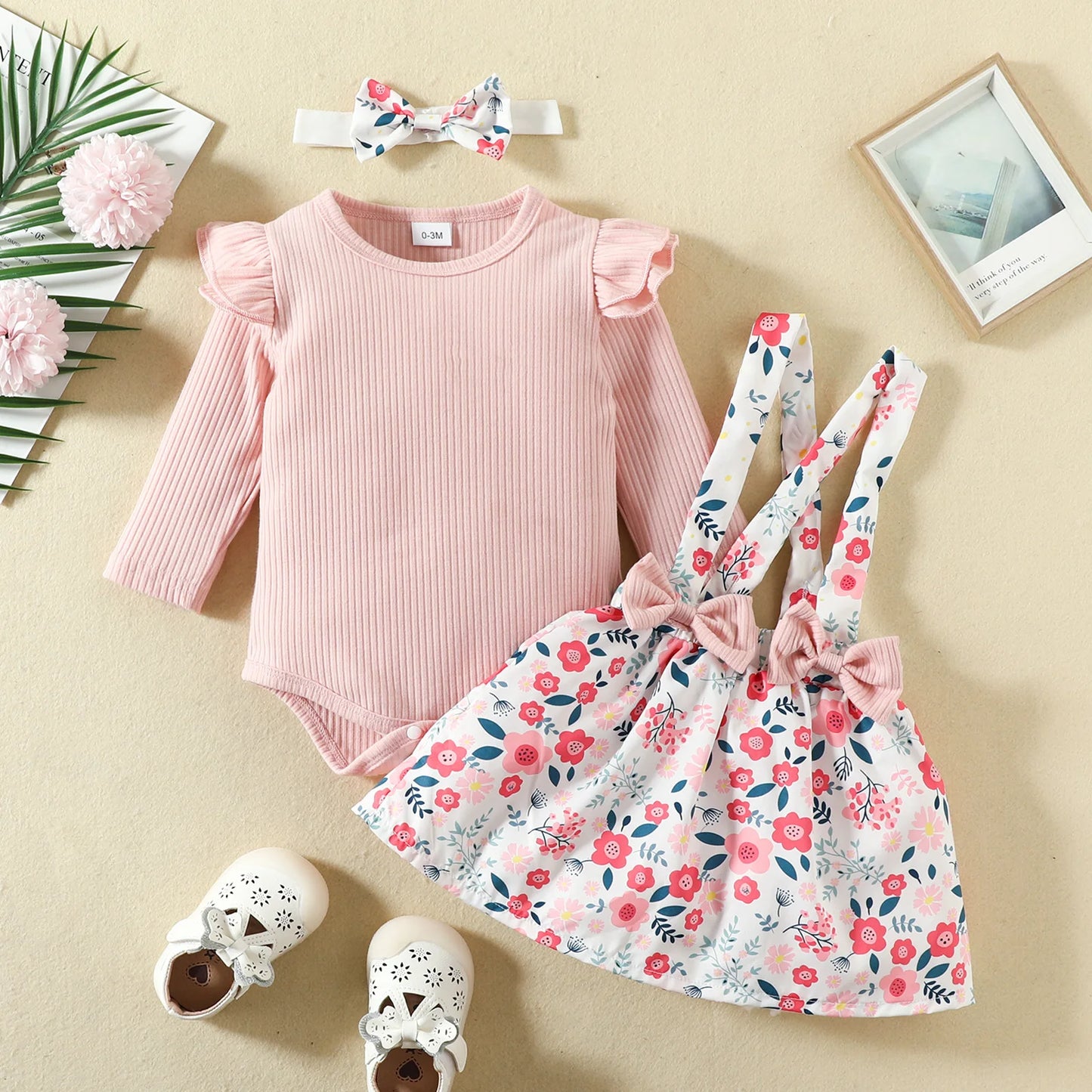 Prowow Panda Baby Girl Outfits Sets Green Cute Panda Romper and Suspender Bamboo Dress 3pcs Baby Clothes Panda Set