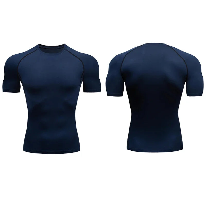Men Run Compression T-shirt Sports Short Sleeved T Shirt Gym Fitness Sweatshirt Male Jogging Tracksuit Homme Athletic Tee Shirts