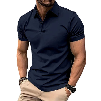 Summer Men's Solid Color Polo Shirt Short Sleeve Lapel Button Tshirts for Men Casual Streetwear Lightweight