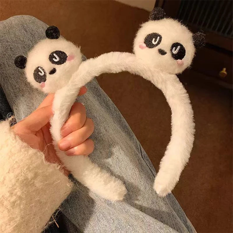 Cute bandelete Panda Hair Bands Face Wash Special Non-slip Headband Cartoon Plush Wide Edge Headband Girls Hair Accessories