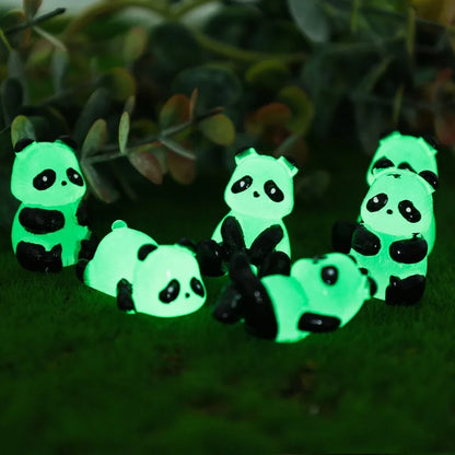 1/10PCS Mini Glowing Tiny Panda Micro Landscape Ornament Glowing in Dark Panda Doll Party Car Table Home Garden Decor Resin Toy