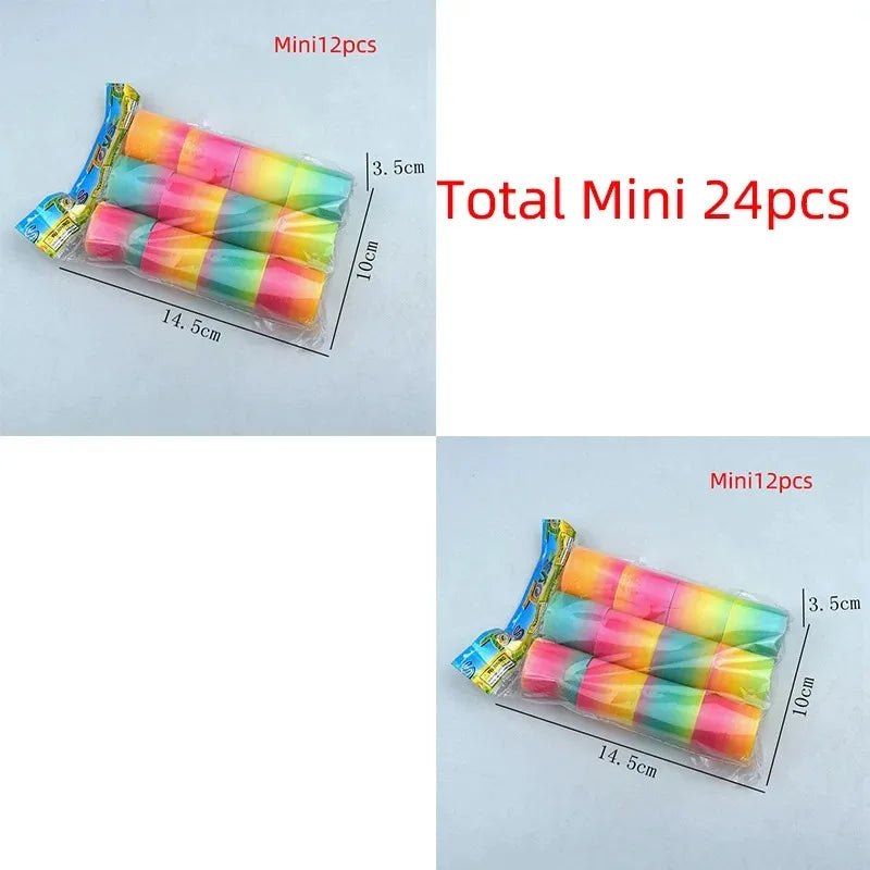 12/24PCS Rainbow Magic Springs Circle Toys Kids Birthday Party Favors Guests Giveaway Small Gifts Pinata Fillers Flexible Funny Toy