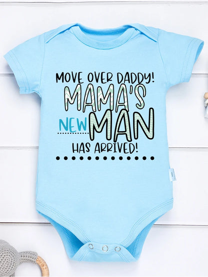 Mama's New Man Has Arrived Funny Newborn Boy Clothes Bodysuit Fashion Beautiful Fine Gift Infant Onesie Summer