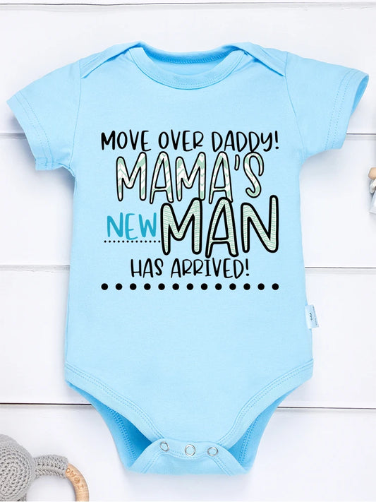 Mama's New Man Has Arrived Funny Newborn Boy Clothes Bodysuit Fashion Beautiful Fine Gift Infant Onesie Summer