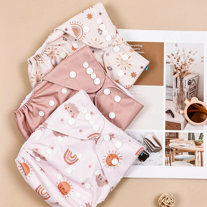 Fraldas de 3-15KG 3Pcs Set Pocket Diaper Suede Cloth Inner Washable&Reusable Absorbent Ecological Adjustable Baby Nappy Cover
