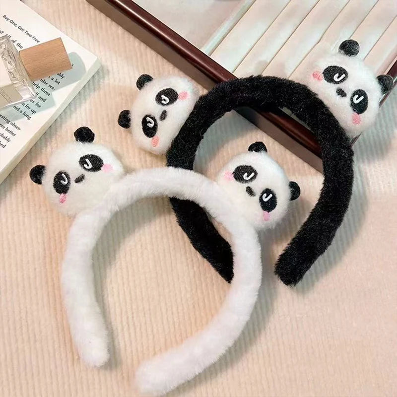 Cute bandelete Panda Hair Bands Face Wash Special Non-slip Headband Cartoon Plush Wide Edge Headband Girls Hair Accessories