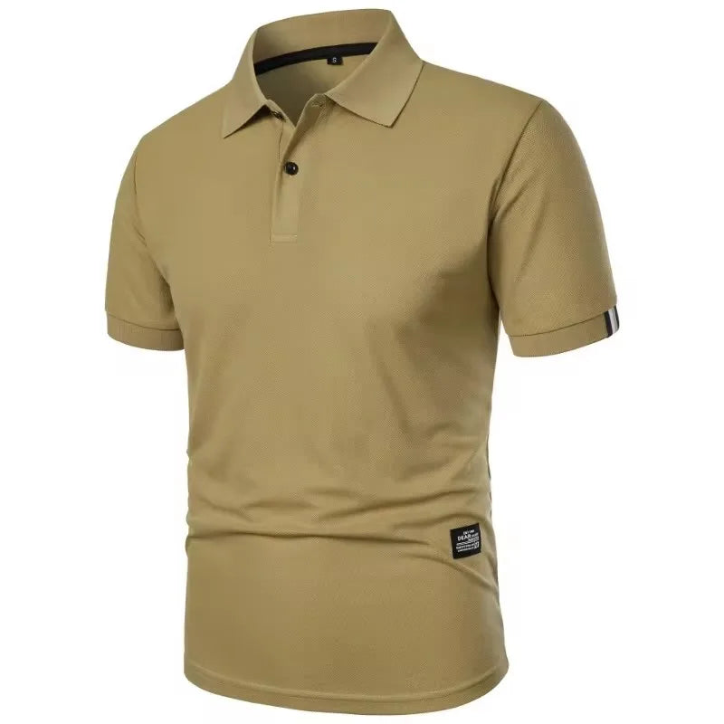 Summer Men's Solid Color Polo Shirt Short Sleeve Lapel Button Tshirts for Men Casual Streetwear Lightweight