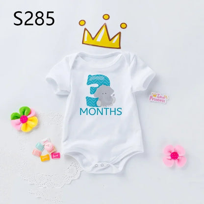Monthly Baby Grow Bodysuit Cute Animal 1-12 Months One-Pieces