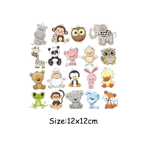Camisa de bebê para passar roupas, conjunto de animais pequenos, remendos de roupas, novo acessório de vestuário lavável, faça você mesmo, transferência de calor, panda, macaco