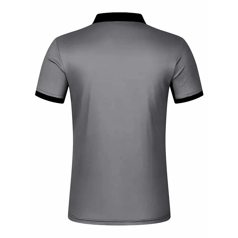 New Summer Men Casual Short Sleeve Lapel Business Polo Shirt  Stripe Polo Shirt Sport Button Pullover