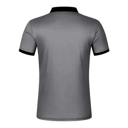 New Summer Men Casual Short Sleeve Lapel Business Polo Shirt  Stripe Polo Shirt Sport Button Pullover