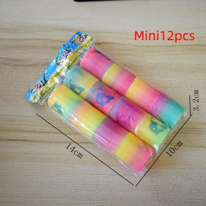 12/24PCS Rainbow Magic Springs Circle Toys Kids Birthday Party Favors Guests Giveaway Small Gifts Pinata Fillers Flexible Funny Toy