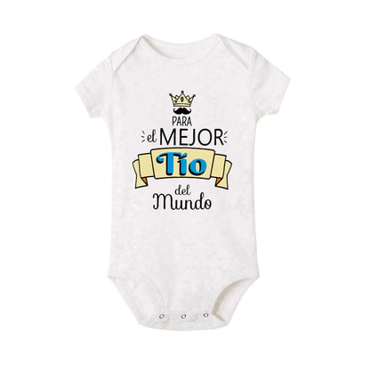 Baby Bodysuit Newborndos 0 meses a 2 anos  Short Sleeve Jumpsuit Funny Infant Romper Cute Toddler ClothesBest Uncle in The World Spanish Printed