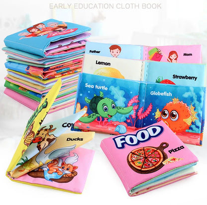 Livro de pano macio para bebês para recém-nascidos de 0 a 12 meses, livro 3D, família animal, cognitivo, Montessori, brinquedos educativos iniciais para crianças, presente