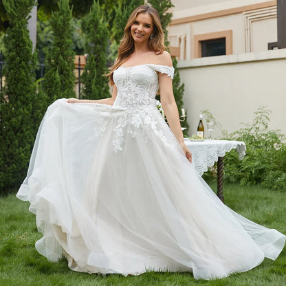 Luxury Off Shoulder Lace Wedding Dresses for Woman Ball Gown Elegant  Evening Party Gowns