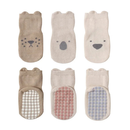 3 Pairs/Lot Cartoon Newborn Socks Children's Anti-slip Socks Spring and Autumn Cute Boy Cotton Baby Toddler Socks