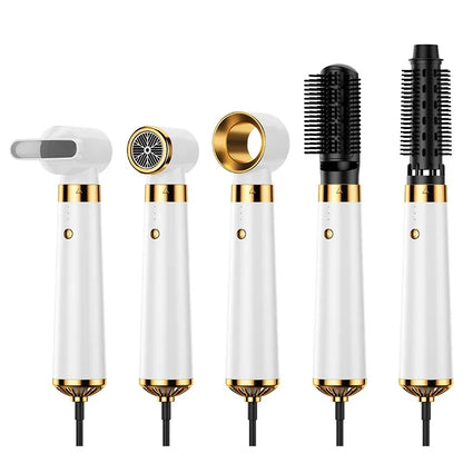 Multifunction Hair Dryer 5 in 1 Hot Air Comb Automatic Curling Rod Straight Hair Comb Hair Dryer Salon Style Tool Fast Dry