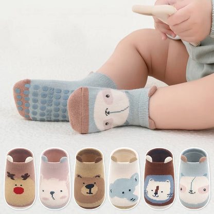 Newborn Baby Autumn Casual Infant's Home Anti Slip Cotton Toddler Cartoon Floor Socks.