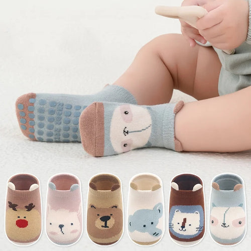 Newborn Baby Autumn Casual Infant's Home Anti Slip Cotton Toddler Cartoon Floor Socks.