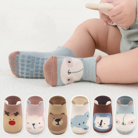 Newborn Baby Autumn Casual Infant's Home Anti Slip Cotton Toddler Cartoon Floor Socks.